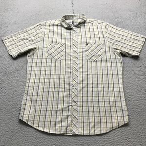 Billabong Short Sleeve Button Up Graph Check Shirt Mens XL Plaid White Green